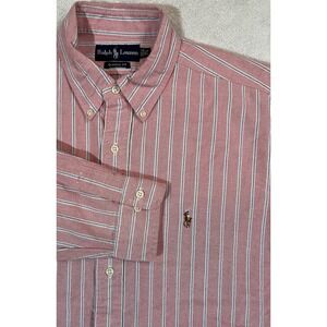 POLO RALPH LAUREN Classic Fit 16 1/2 34/35 (Large) Oxford Long Sleeve‎ Pink Pony